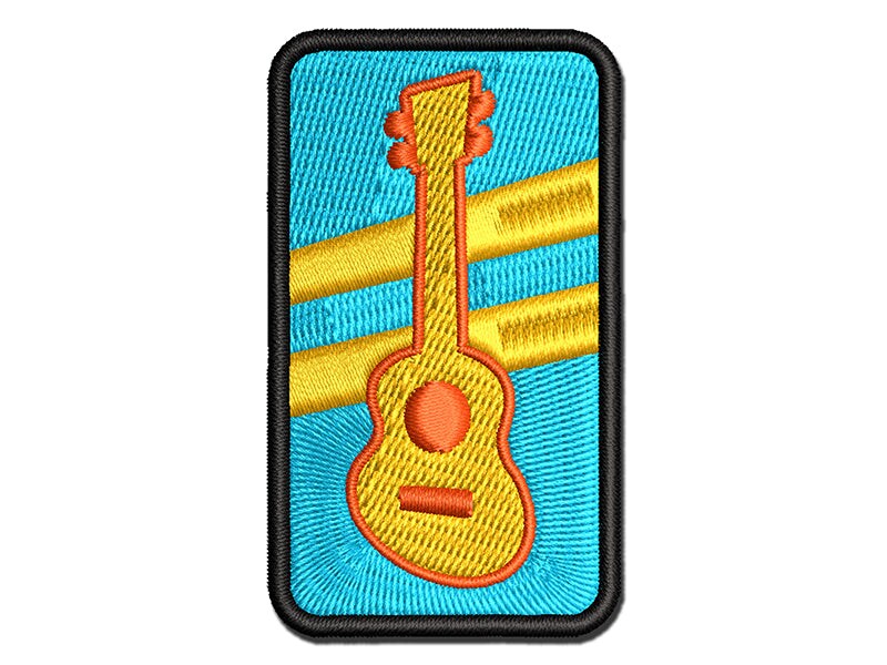 Ukulele Music Instrument Doodle Multi-Color Embroidered Iron-On or Hook &#x26; Loop Patch Applique