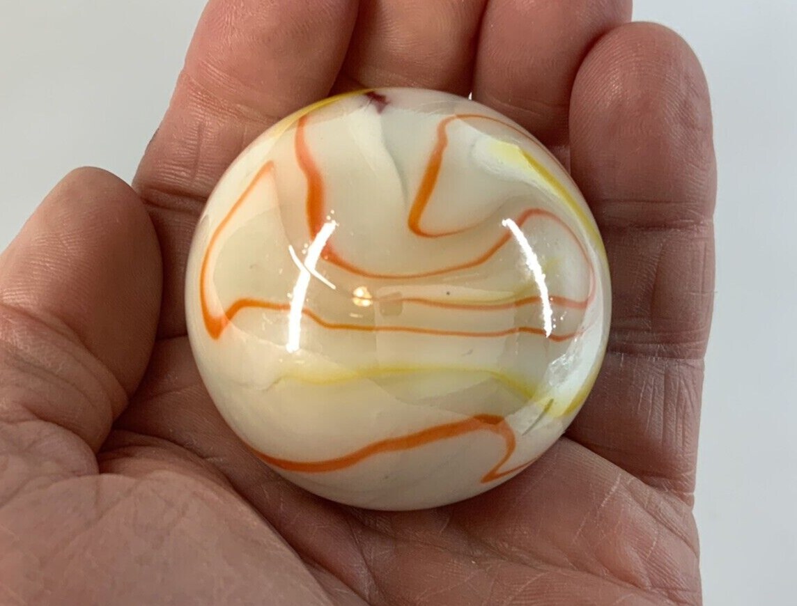 Toe Breaker 50mm (2") GELATO White Swirl Marbles glass Toebreaker HUGE