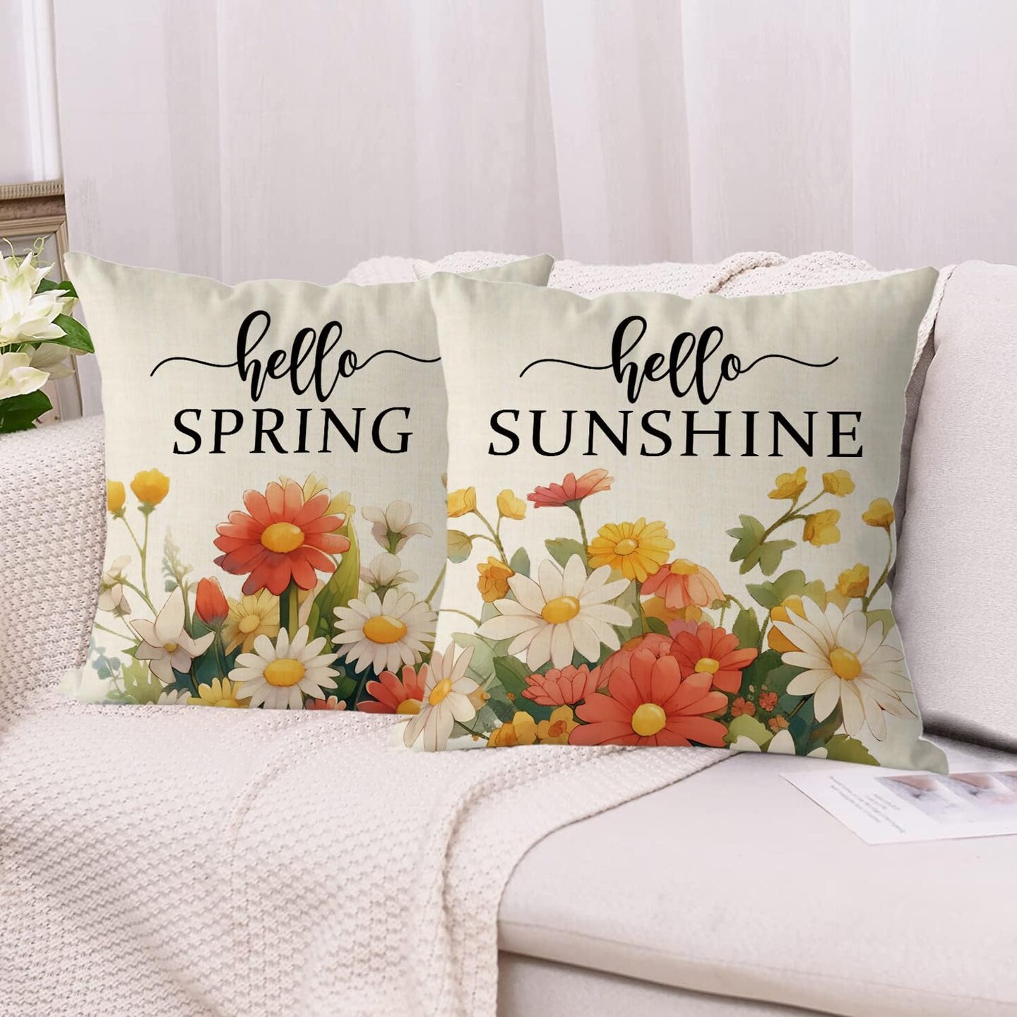 18x18 Inch Set of 4 Cardinal Floral Throw Pillowcase