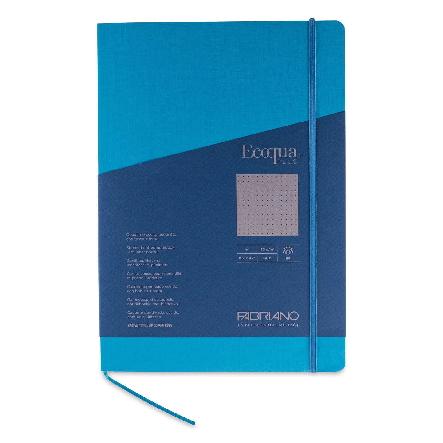 Fabriano EcoQua Plus Stitch-Bound Notebook - Turquoise, 8-1/4&#x22; x 11-3/4&#x22;, Dot Grid