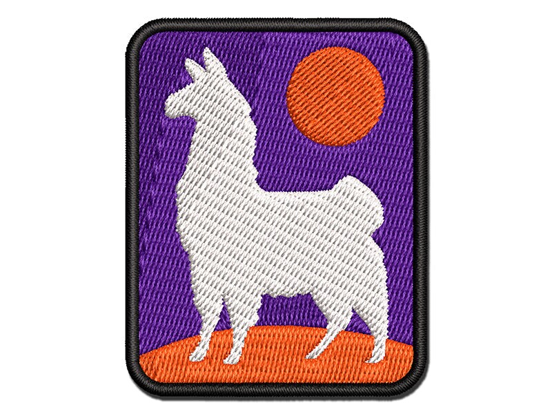 Proud Wooly Llama Standing Silhouette Multi-Color Embroidered Iron-On or Hook &#x26; Loop Patch Applique