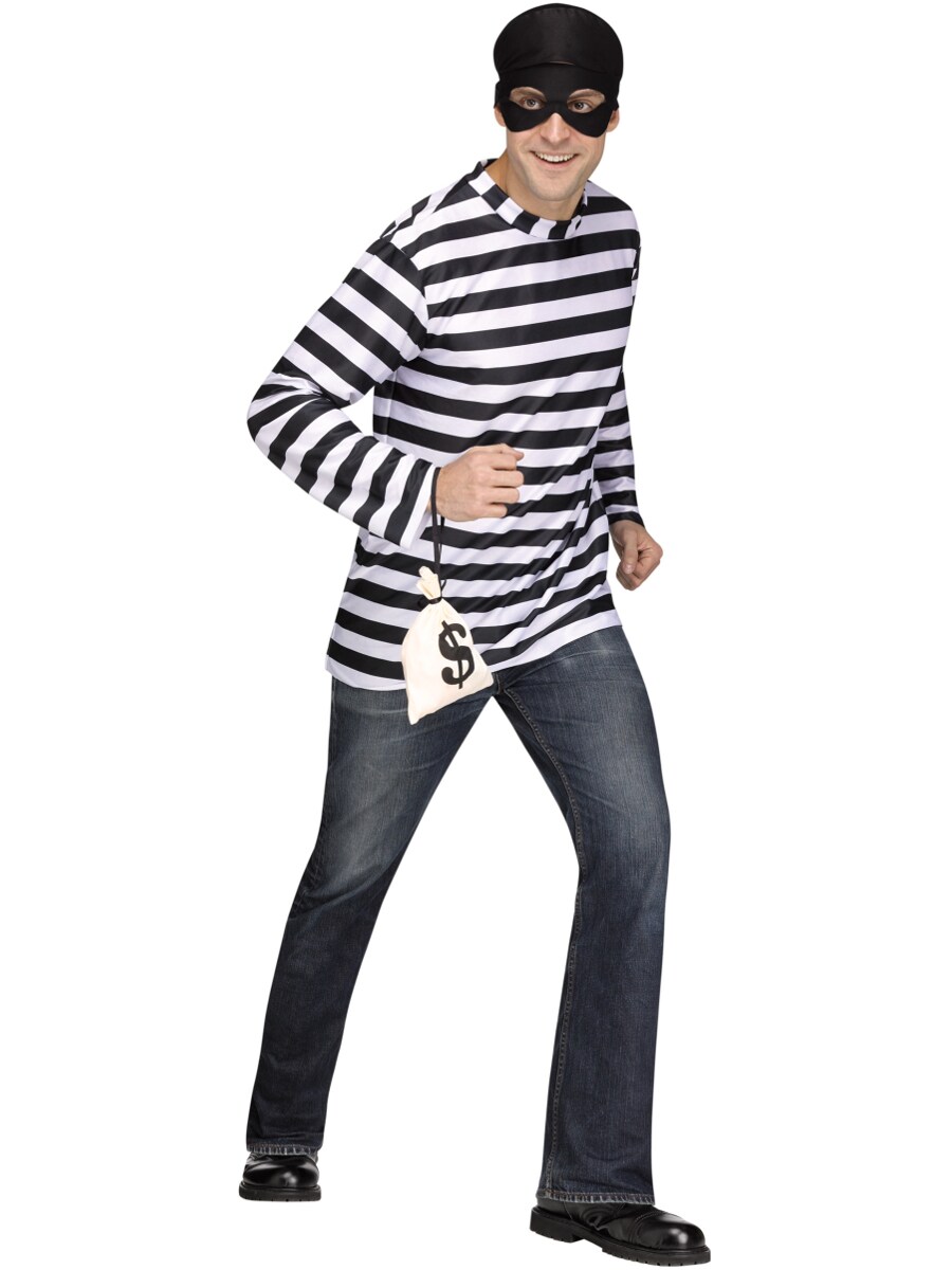 Adult&#x27;s Mens Classic Runaway Burglar Thief Prisoner Costume