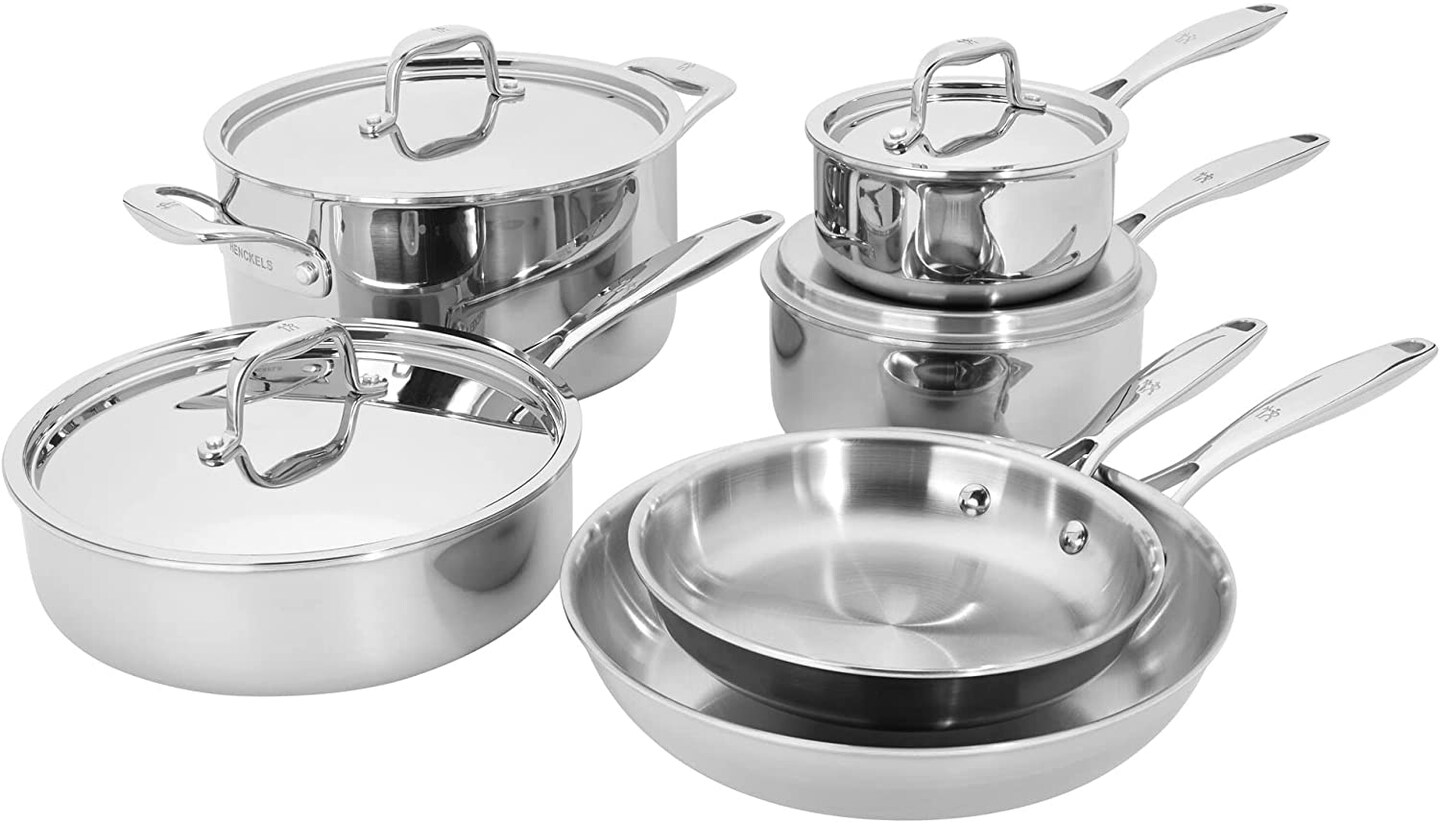 HENCKELS Clad Impulse 10-pc 3-Ply Stainless Steel Pots and Pans Set, Dutch Oven with Lid, Stay-Cool Handles, Induction Stove Compatible