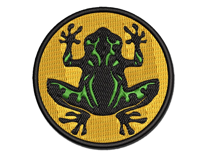 Tribal Frog Multi-Color Embroidered Iron-On or Hook & Loop Patch Applique
