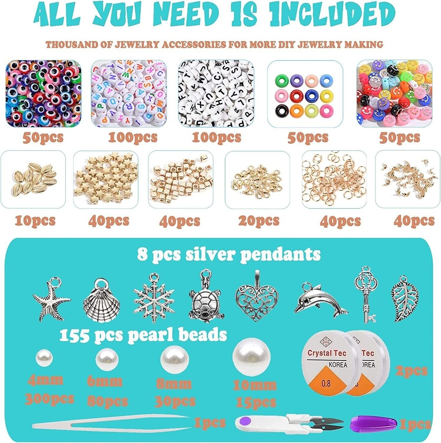 6800 Clay Beads Bracelet Making Kit 24 Colors Spacer Flat Beads for kids Jewelry