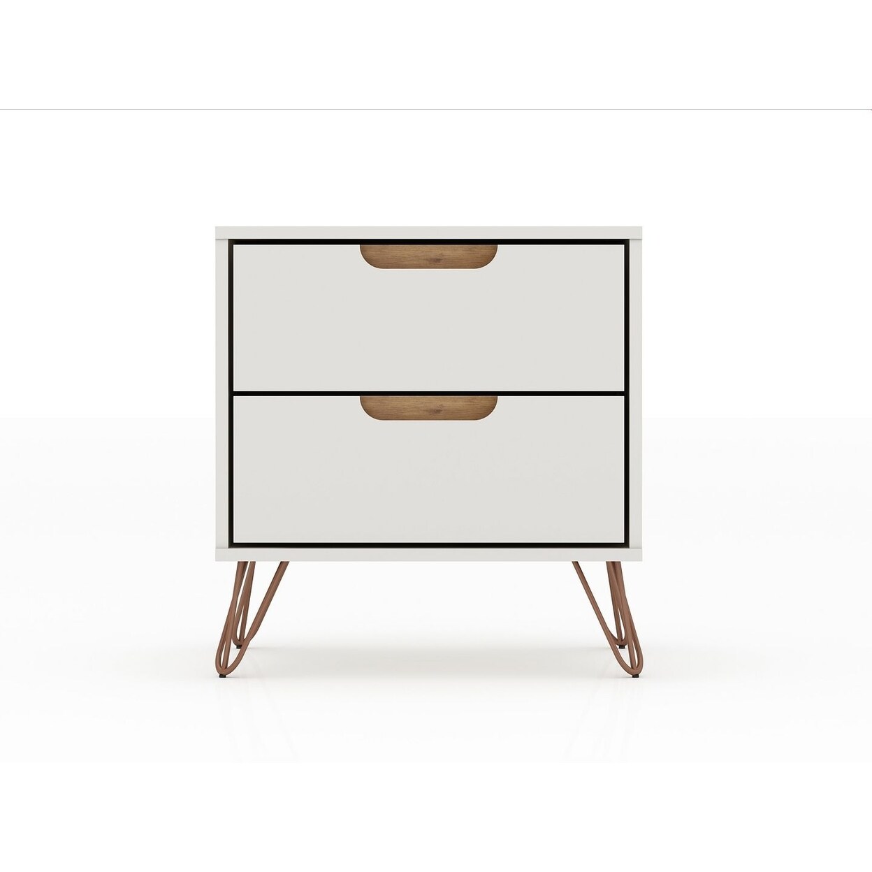 Manhattan Comfort Rockefeller 2.0 Mid-Century- Modern Nightstand with 2-Drawer