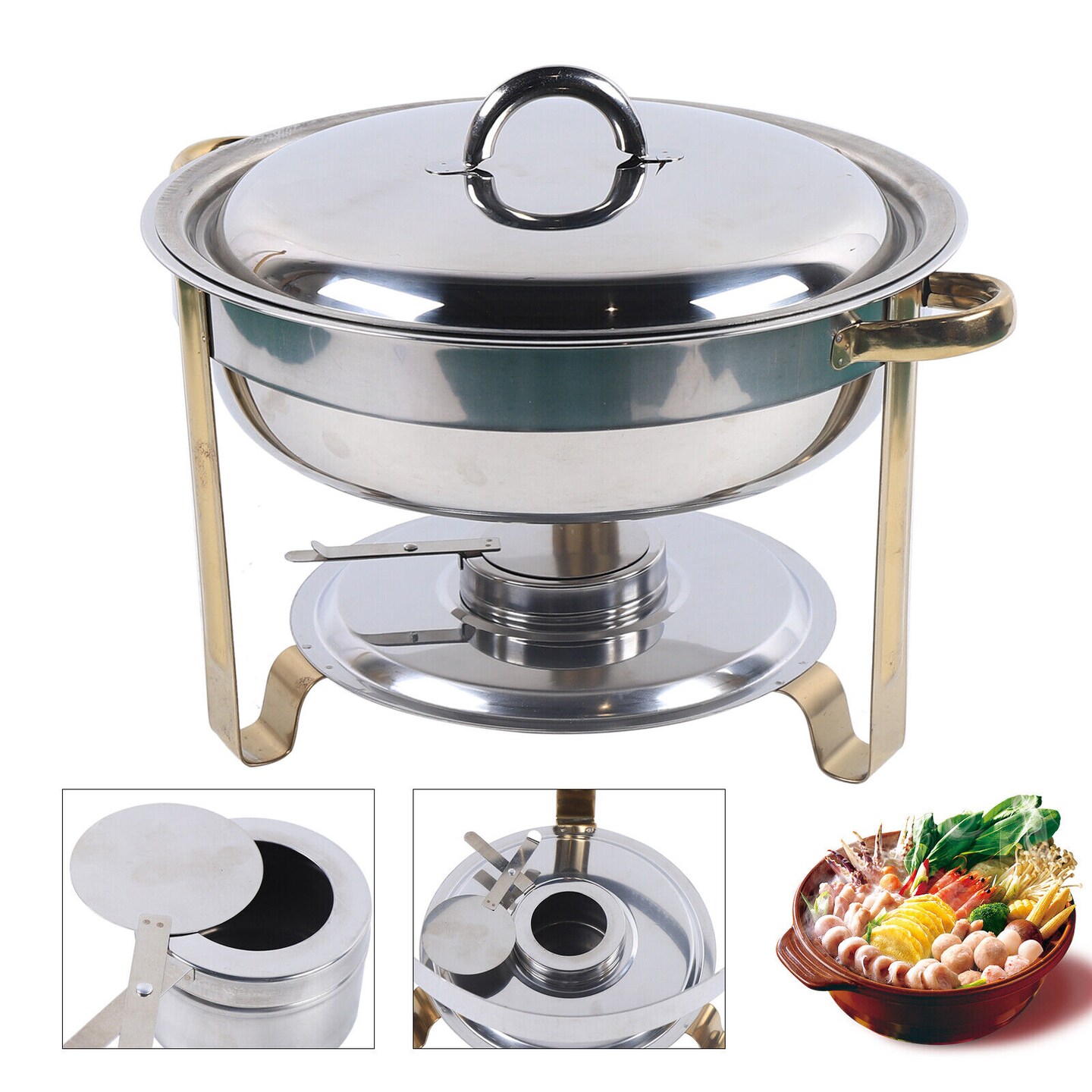 Stainless Steel Chafer Buffet Chafing Dish Set 4L Food Warmer with Lid