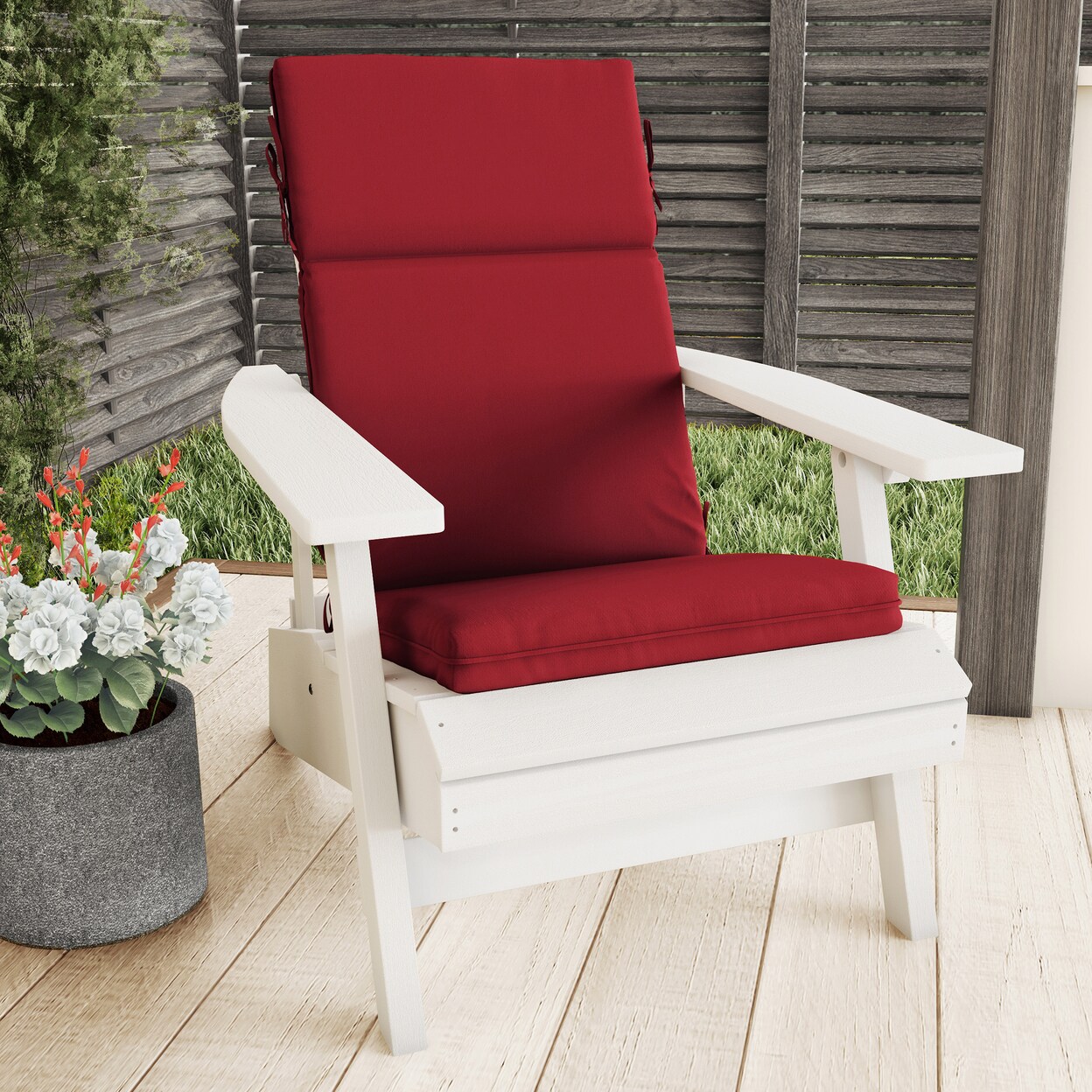 High Back Patio Chair Cushion Red Or Blue 21.5 Wide Uv Resistant Outdoor Pad