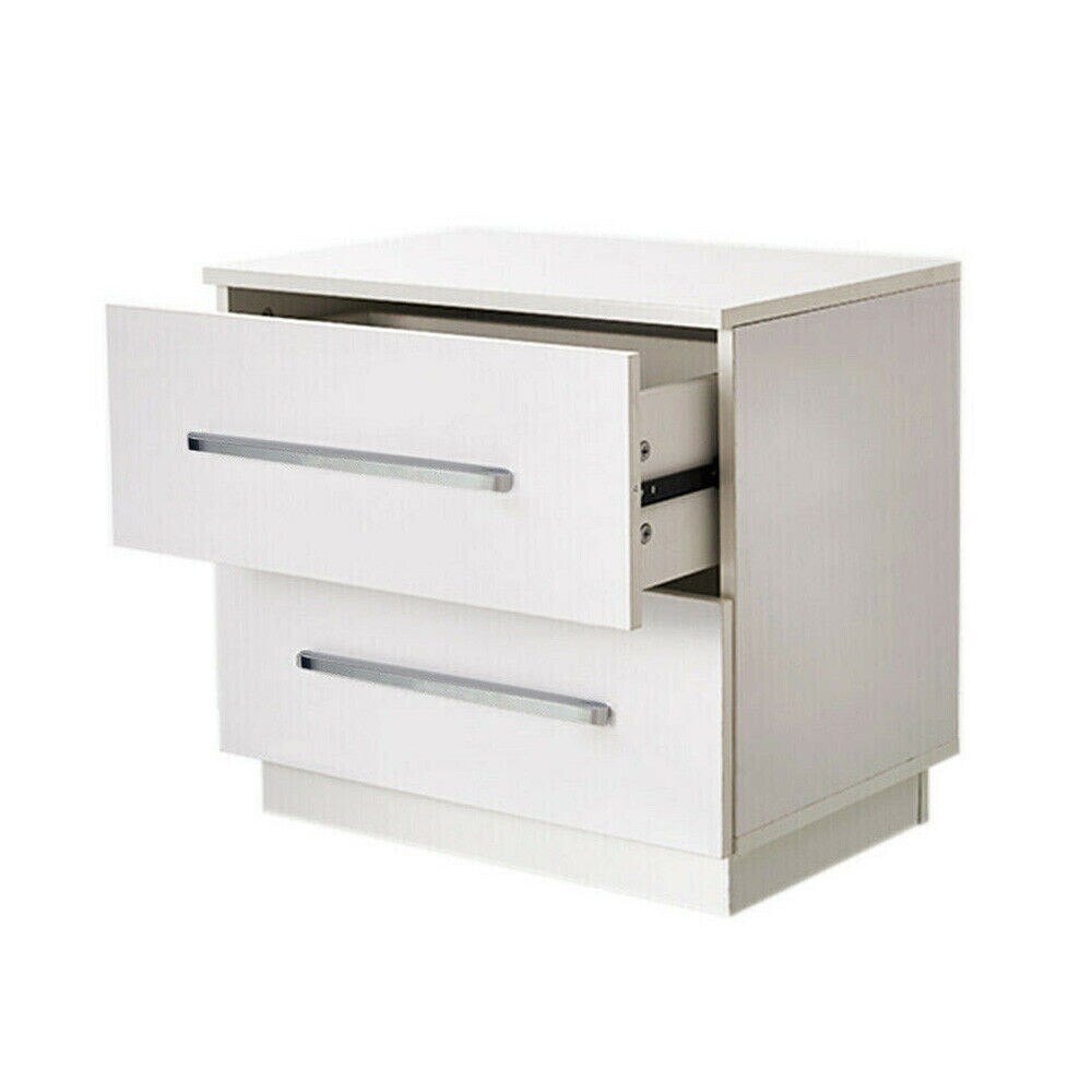 Kitcheniva High Gloss Nightstand with LED Light 2 Drawers