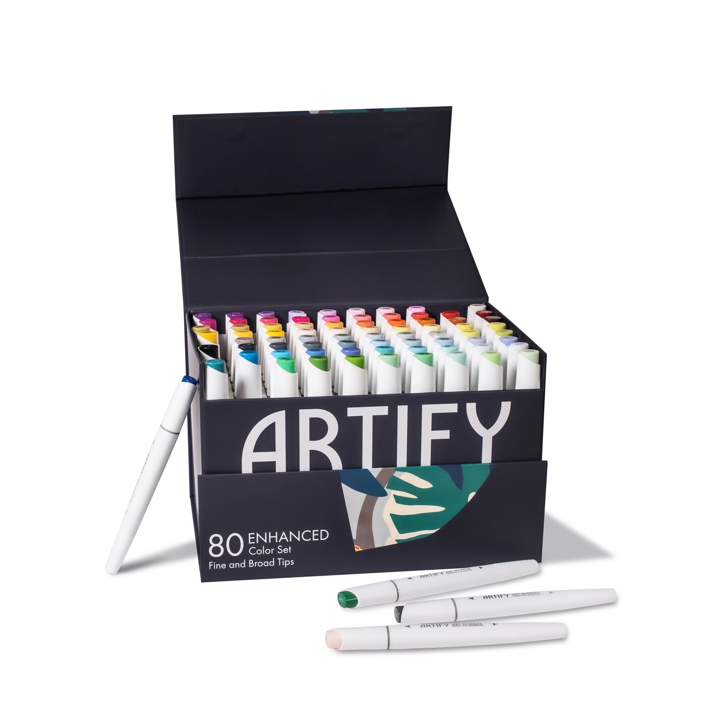 ARTIFY 80 Enhanced Colors Art Markers, Fine & Broad Dual Tips ...