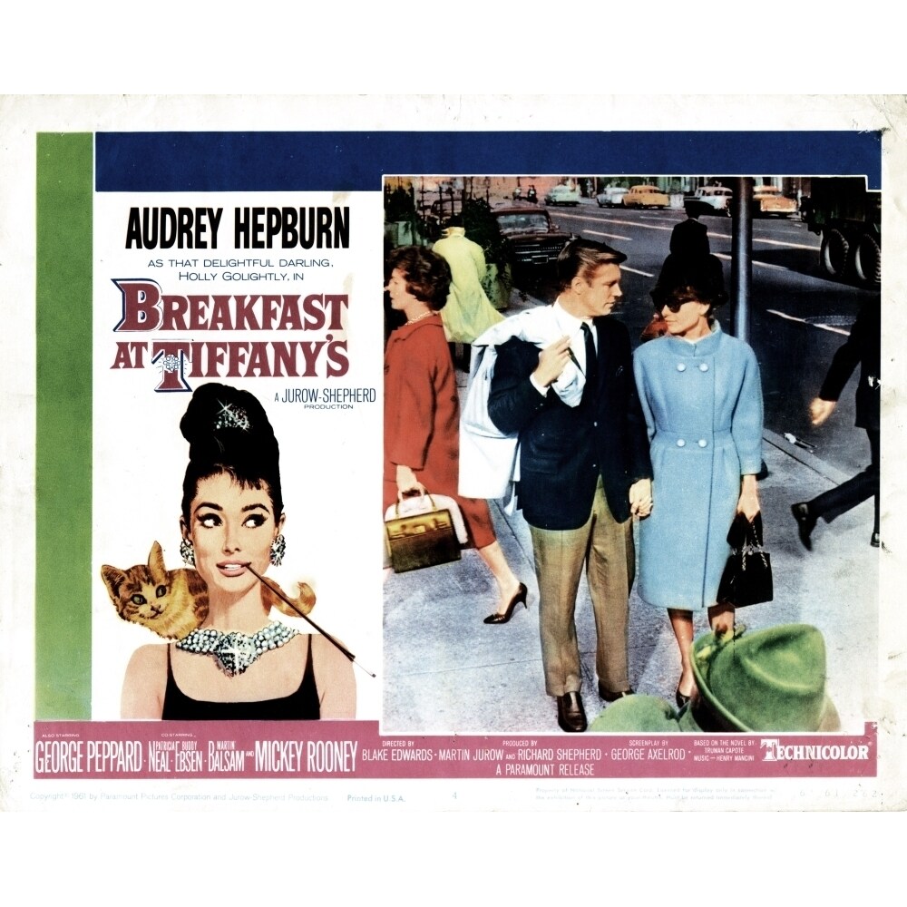 Posterazzi Breakfast At TiffanyS From Left George Peppard Audrey Hepburn 1961 Movie Poster Masterprint