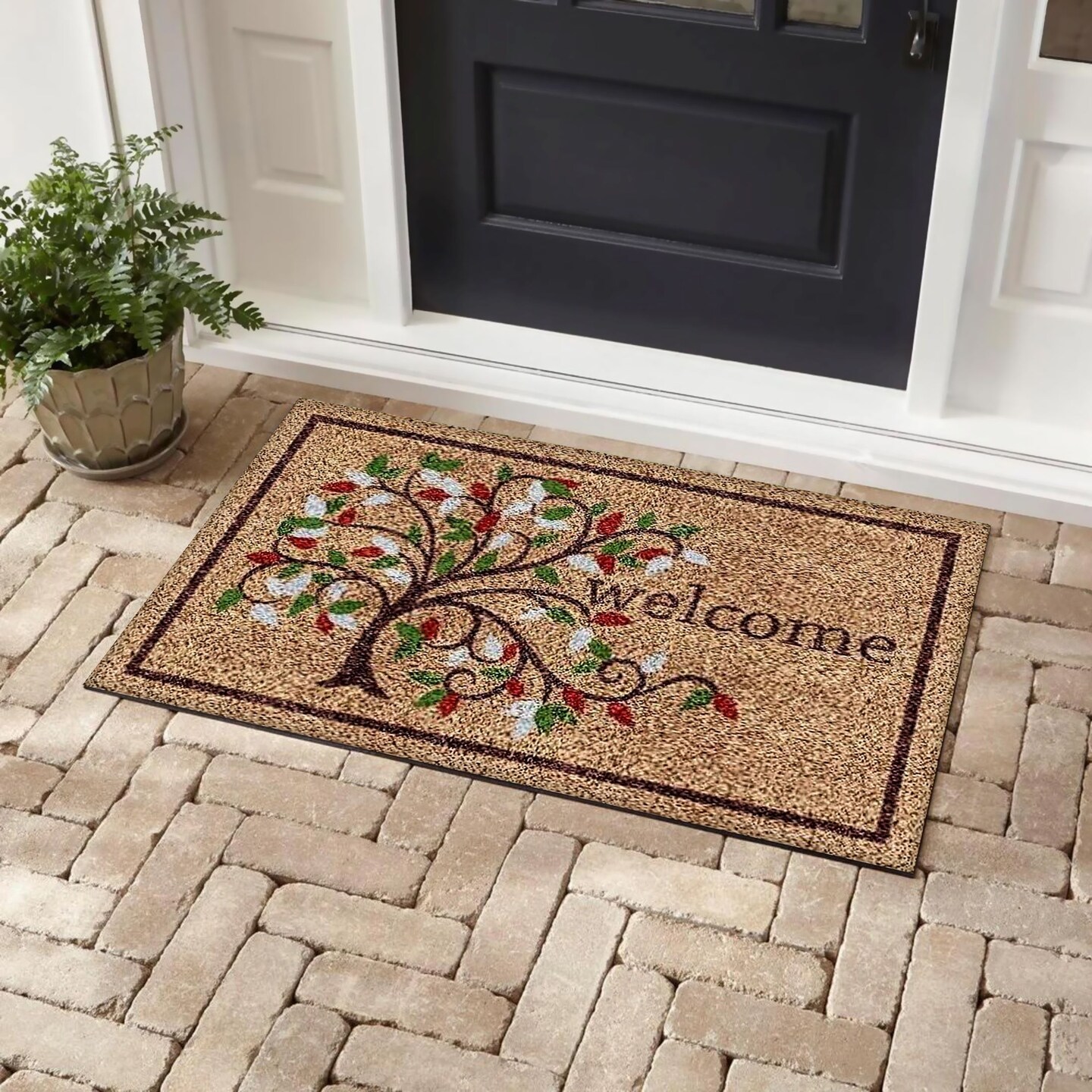 Bibb Home Coir Door Mat 18X30 Home Sweet Home Black Outdoor Mat Durable Entryway