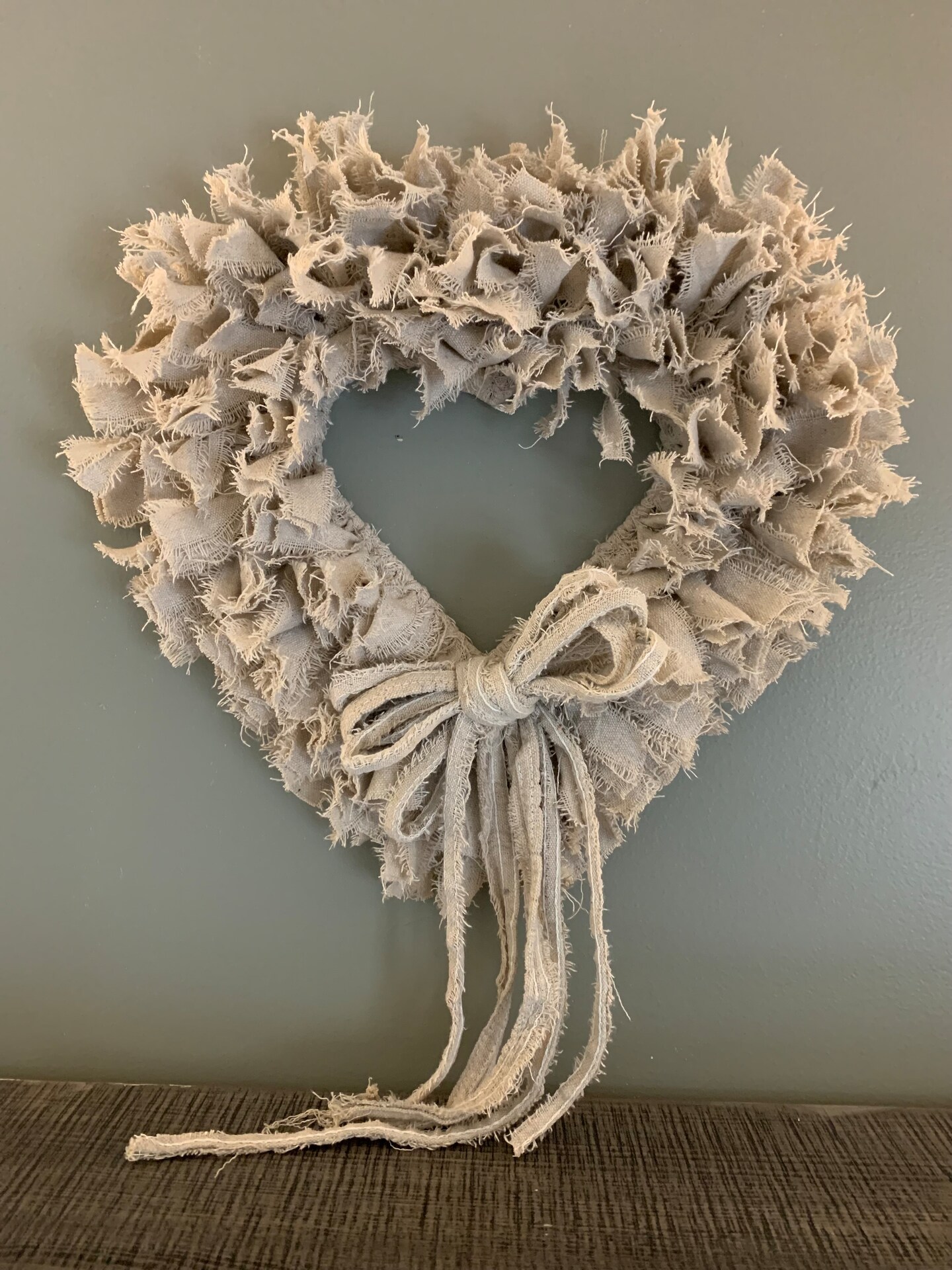 Shabby Chic Heart Rag Wreath Rustic Art Deco Canvas Vintage