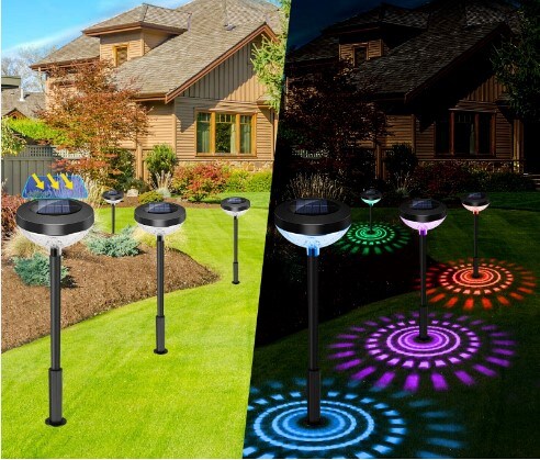 4Pcs 7 Colors Solar Garden Lights Waterproof Landscape LED Lights Pathway Yard