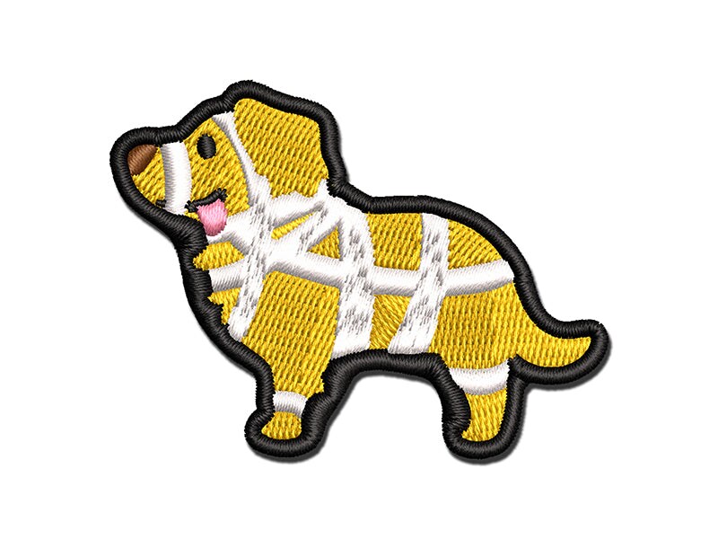 Mummy Dog Halloween Golden Retriever Multi-Color Embroidered Iron-On or Hook &#x26; Loop Patch Applique