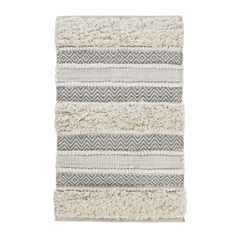 Gracie Mills Stripe Bath Rug Grace-14672 Handwoven Texture 20X30 Soft Luxury