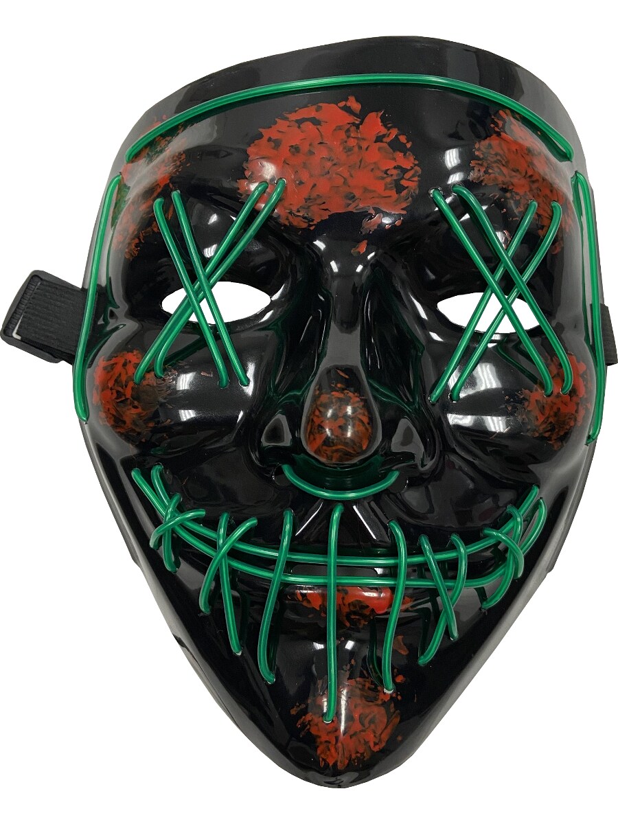 Cross Hatch Eyes Mask With Green Party Wire EL Light Up Costume Accessory