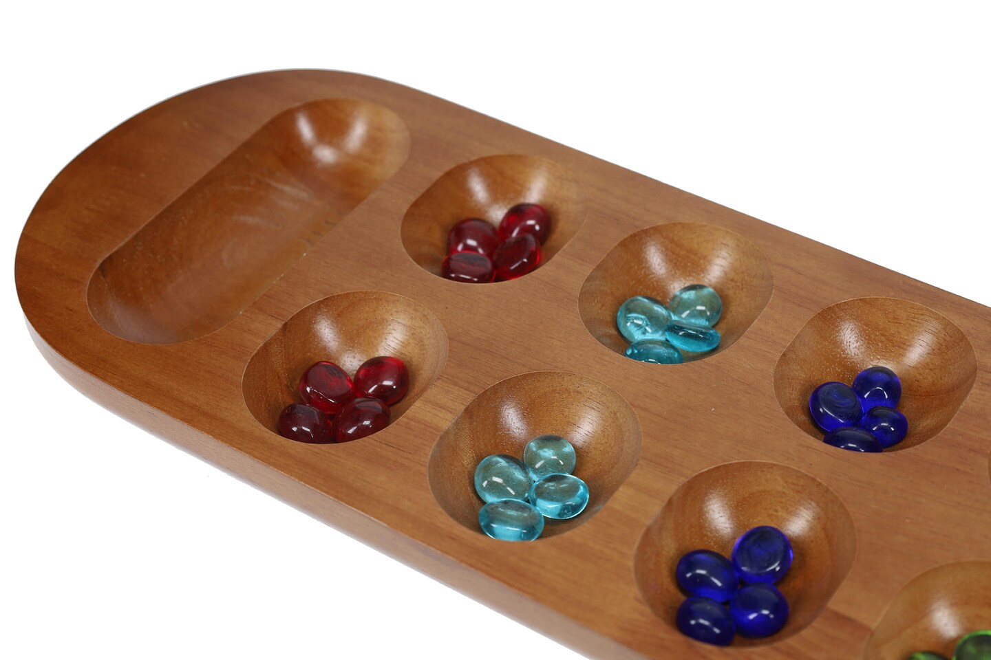 WE Games Solid Wood Mancala Board Game with Walnut Stain - 22 in.