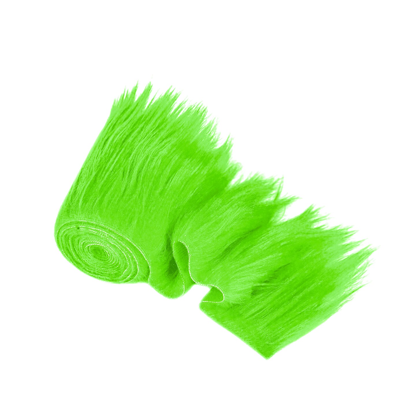 Faux Fur Fabric | Precut Fake Fur Trim Rolls | 2&#x201D; x 60&#x201D; inch Wide Ribbon | Lime