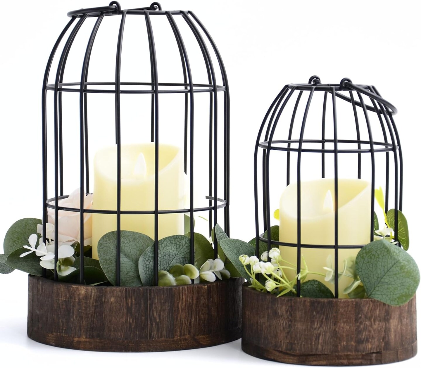 Set of 2 Rustic Table Lanterns for Home Decor