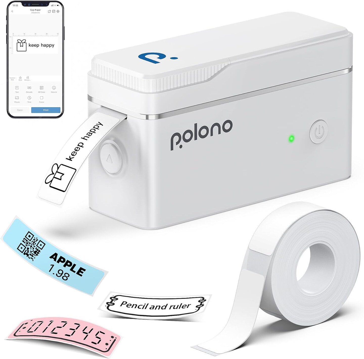 POLONO&#xAE; Label Maker Machine with Tape | P31S Portable Thermal Printer