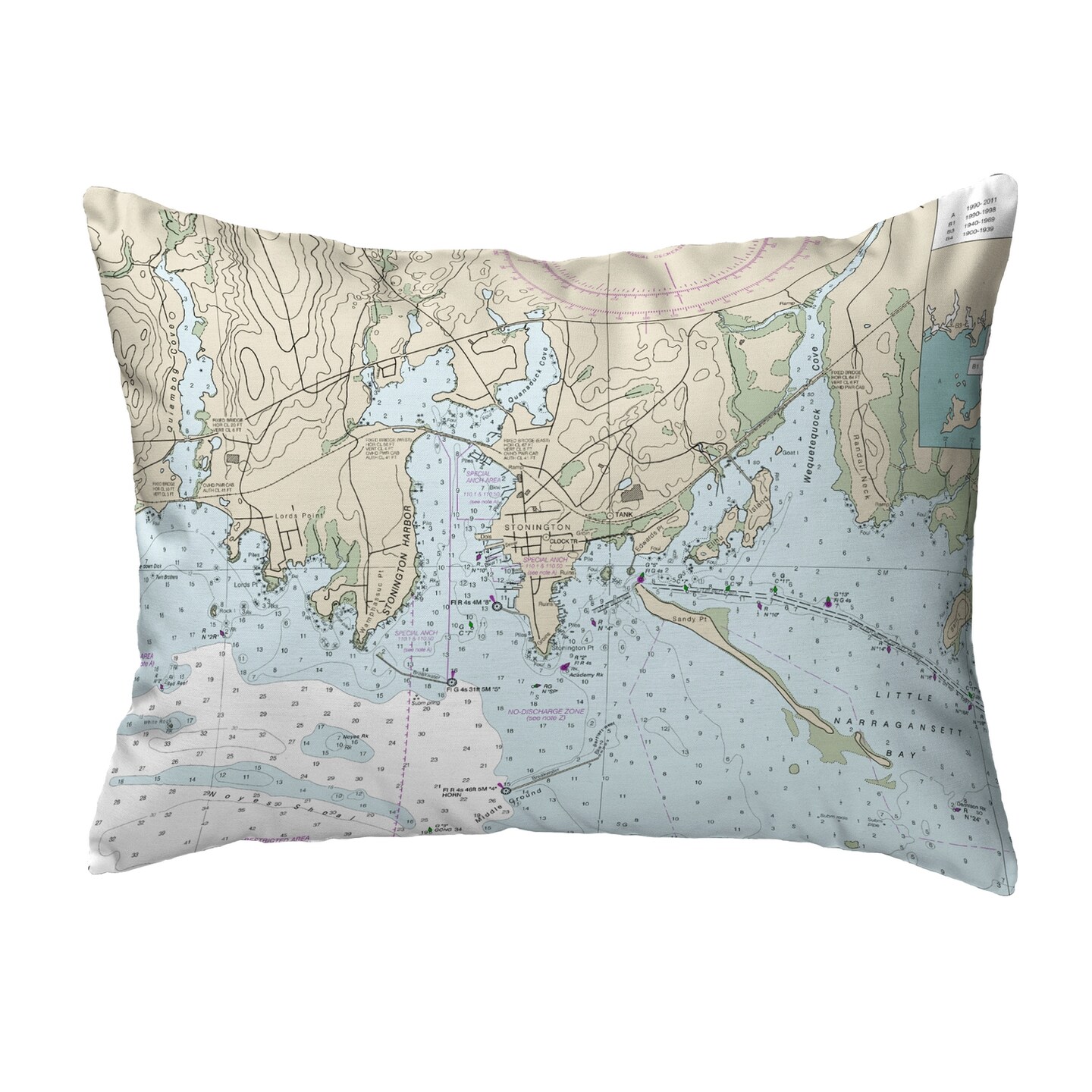 Betsy Drake StoninKTon Harbor, CT Nautical Map Noncorded Indoor/Outdoor ...