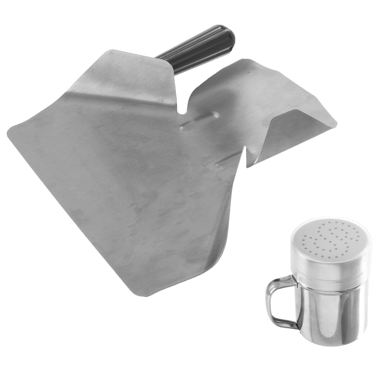 Stainless Steel Popcorn Scoop And Shaker Set 2Pc Serving Kit 10Oz 5Oz