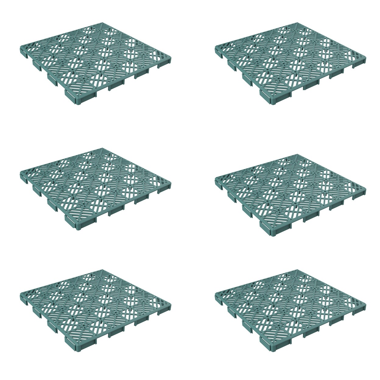 Pure Garden Outdoor Patio Easy Snap Green Floor Tiles 11.5 x 11.5 Set of 6 Water Drainage
