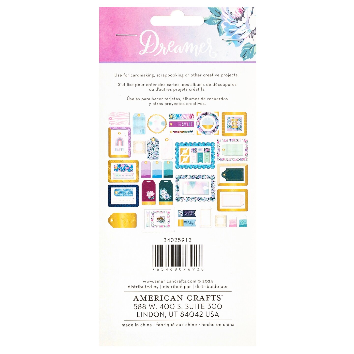 American Crafts Dreamer Ephemera Die-Cuts 57/Pkg-Journaling, Gold Foil