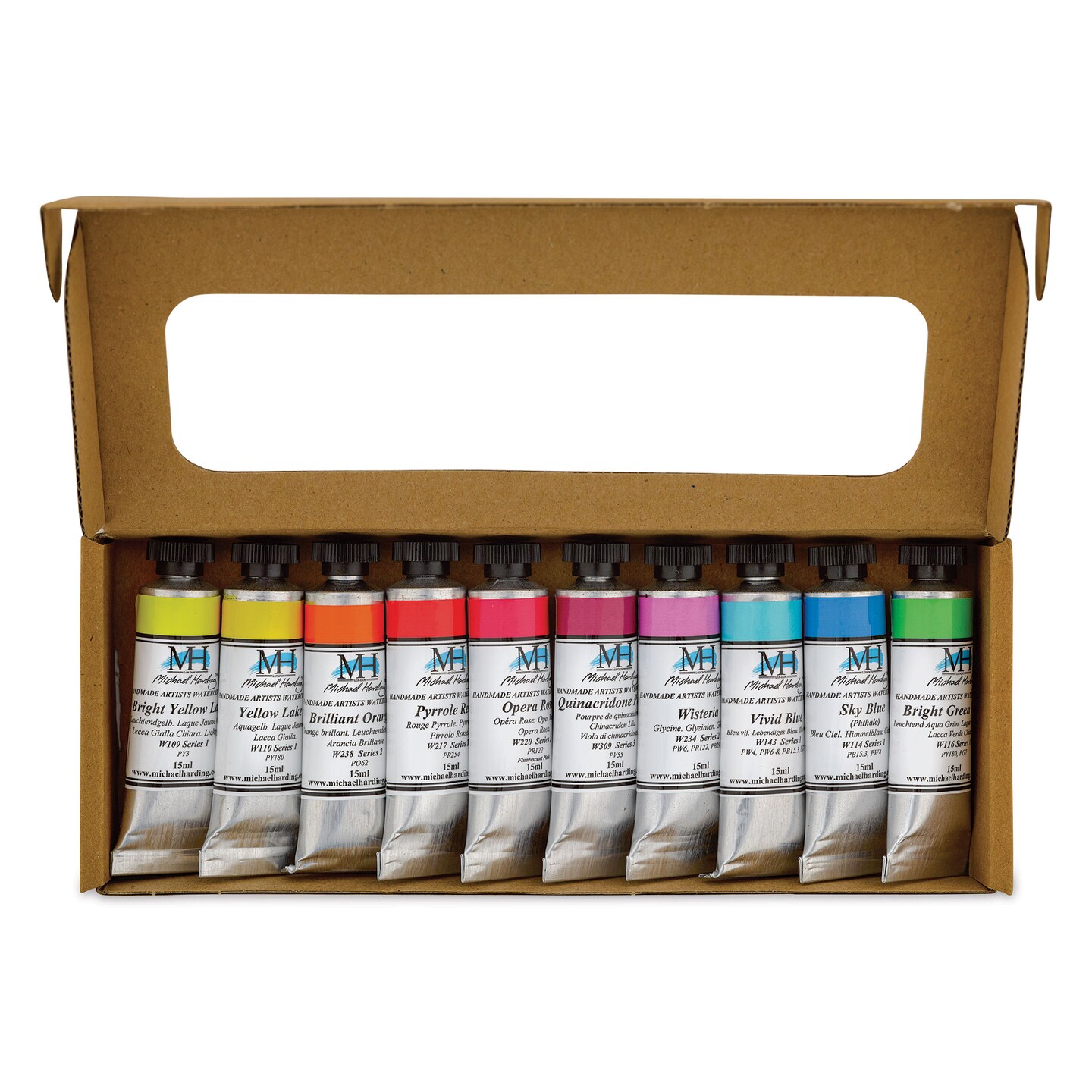 Michael Harding Artists Watercolors - Set of 10, Vivid, 15 ml