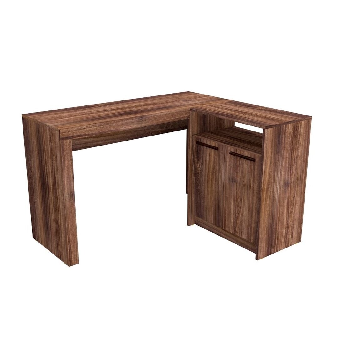 Manhattan Comfort Kalmar L-Shaped Office Desk with Inclusive Cabinet