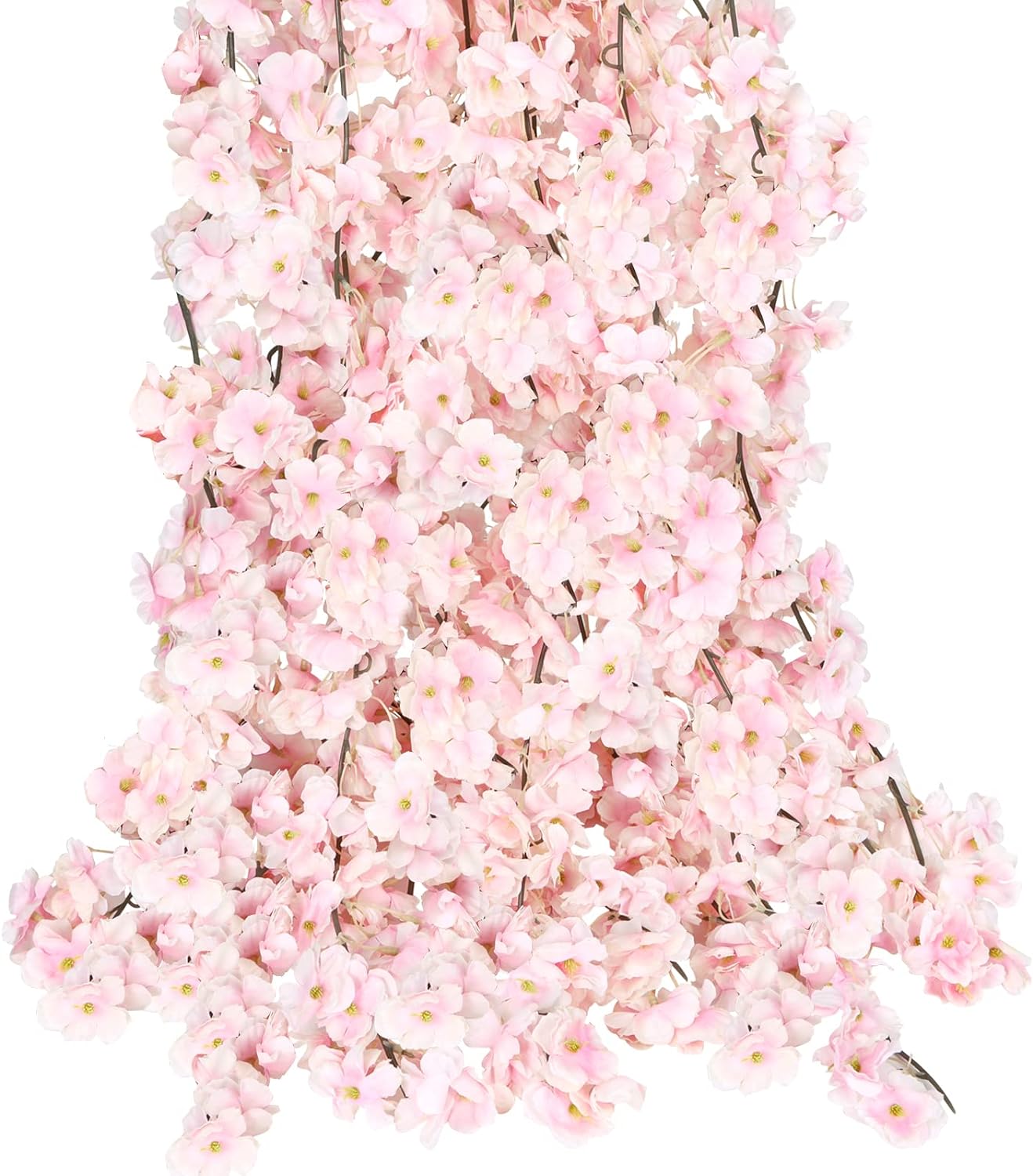 Japanese Cherry Blossom Flower Vines: 6pcs Artificial Silk Garlands for Outdoor and Home Décor