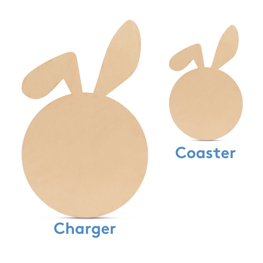 Unfinished Wood Bunny Coasters/Chargers 4"-13”, 1/8" Thick |Woodpeckers