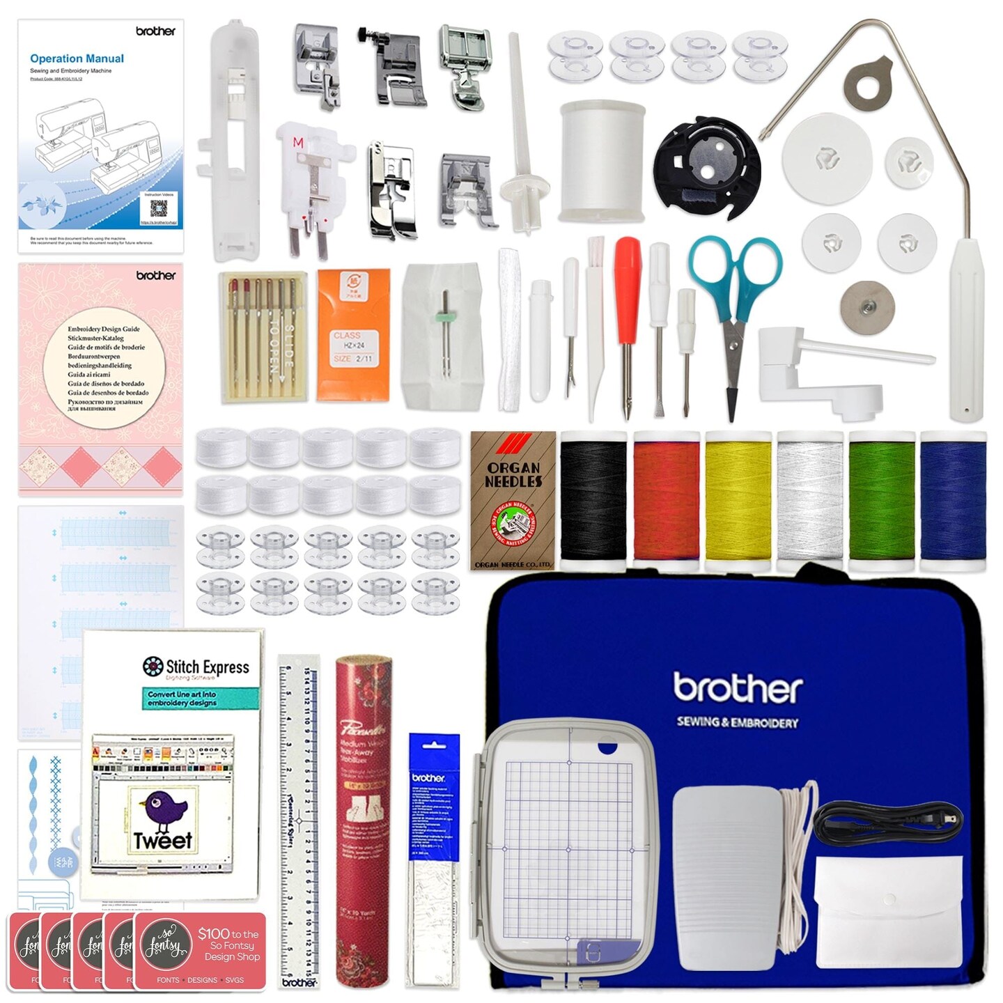 Brother SE2000 Embroidery &#x26; Sewing Machine w/ $1,470 Thread &#x26; Digitizing Bundle