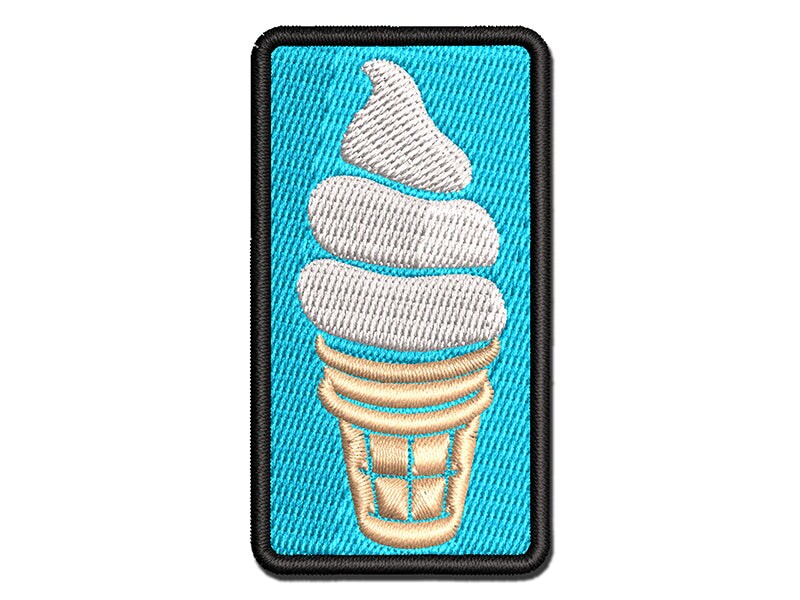 Soft Serve Ice Cream on a Cone Multi-Color Embroidered Iron-On or Hook &#x26; Loop Patch Applique