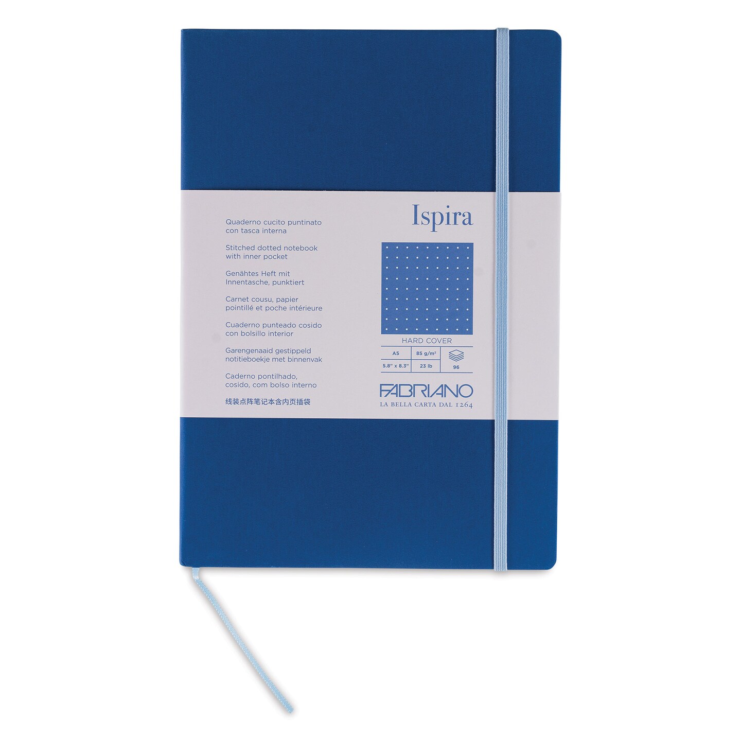 Fabriano Ispira Hard-Cover Notebook - Blue, 5-4/5&#x22; x 8-1/4&#x22;, Dot Grid