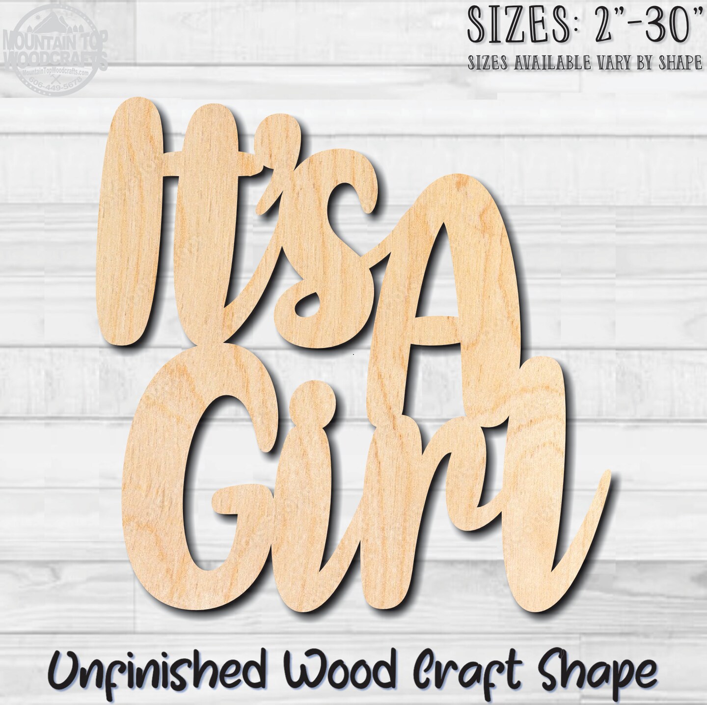 It's A Girl Wording Unfinished Wood Shape Blank Laser Engraved Cutout ...