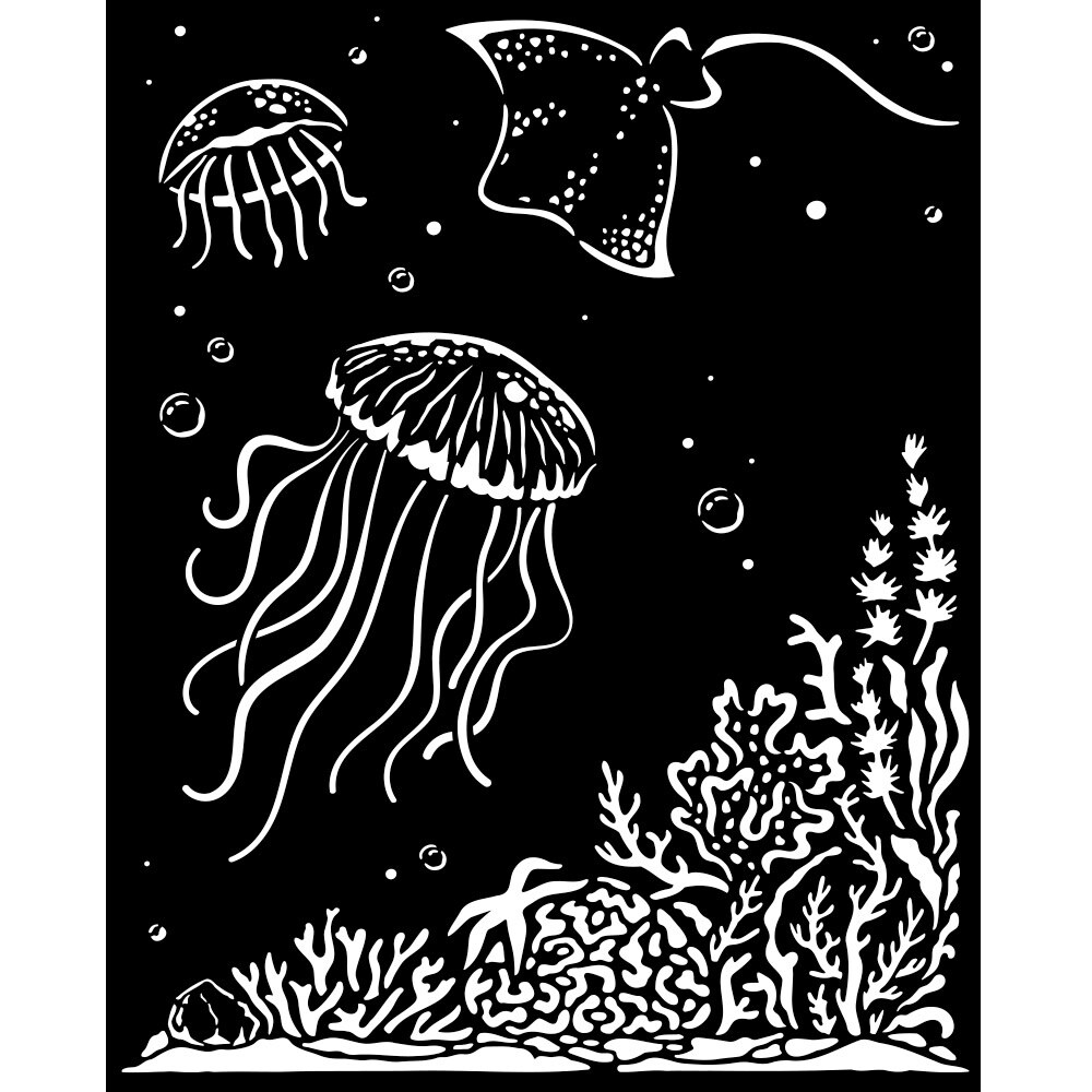 Stamperia Stencil 7.87&#x22;X9.84&#x22;-Songs Of The Sea Jellyfish