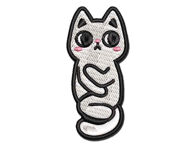 Shy Pocket Cat Hiding Multi-Color Embroidered Iron-On or Hook &#x26; Loop Patch Applique