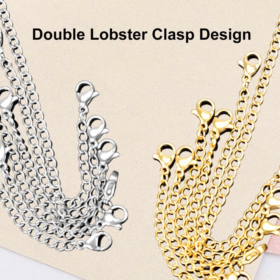 12X Extender Safety Chain Jewelry Necklace Bracelet Lobster Lock Stainless Steel