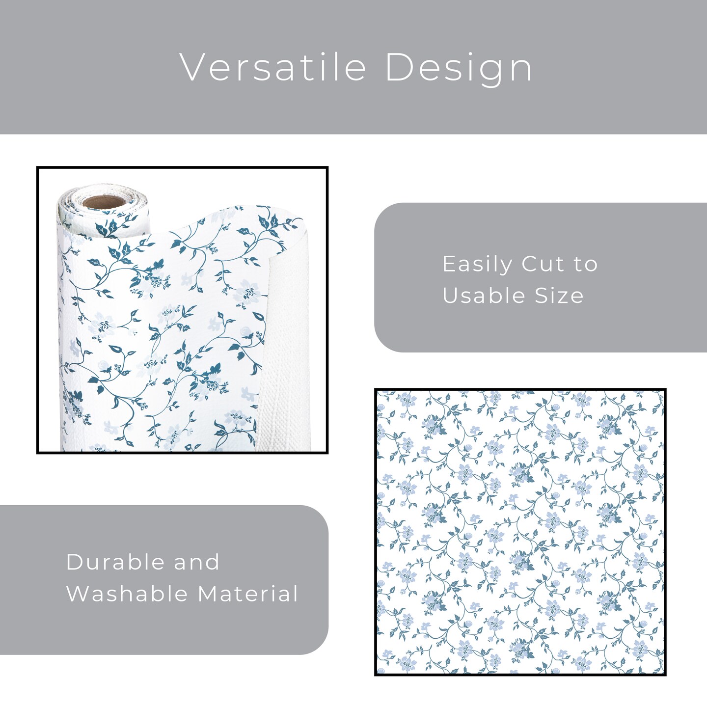 Smart Design Bonded Grip Shelf Liner - 12 inch x 10 feet - Wisteria Blue