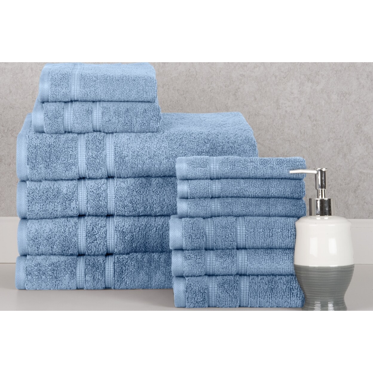 Bibb Home   12 Piece Zero Twist Egyptian Cotton Towel Set