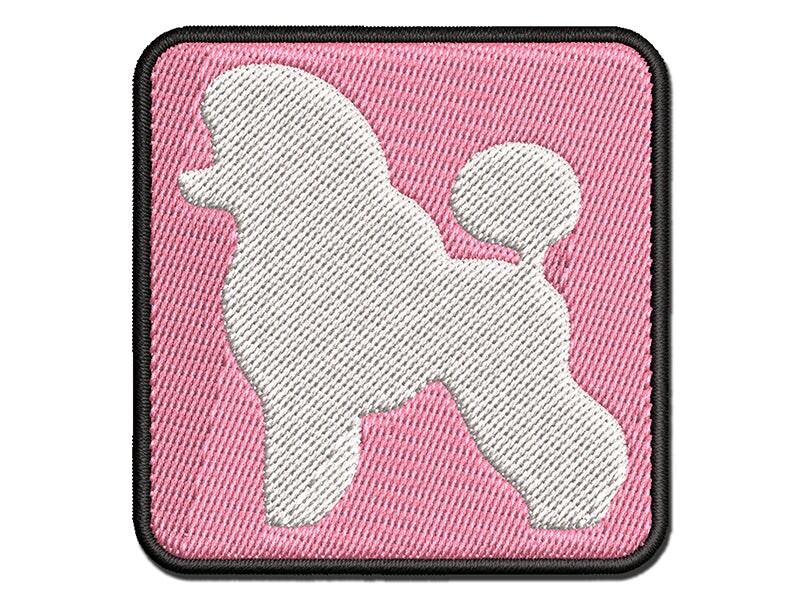 Miniature Poodle Dog Solid Multi-Color Embroidered Iron-On or Hook &#x26; Loop Patch Applique