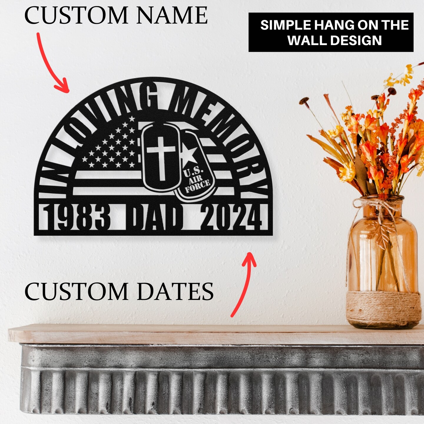Personalized U.S. Air Force Veteran Memorial Gift: Perfect Sympathy Gift for The Loss of Your Fallen Soldier product 3