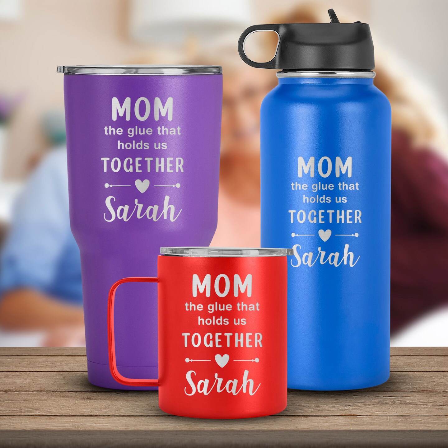 Engraved Tumbler Mom The Glue That Holds Us Together - Personalized ...