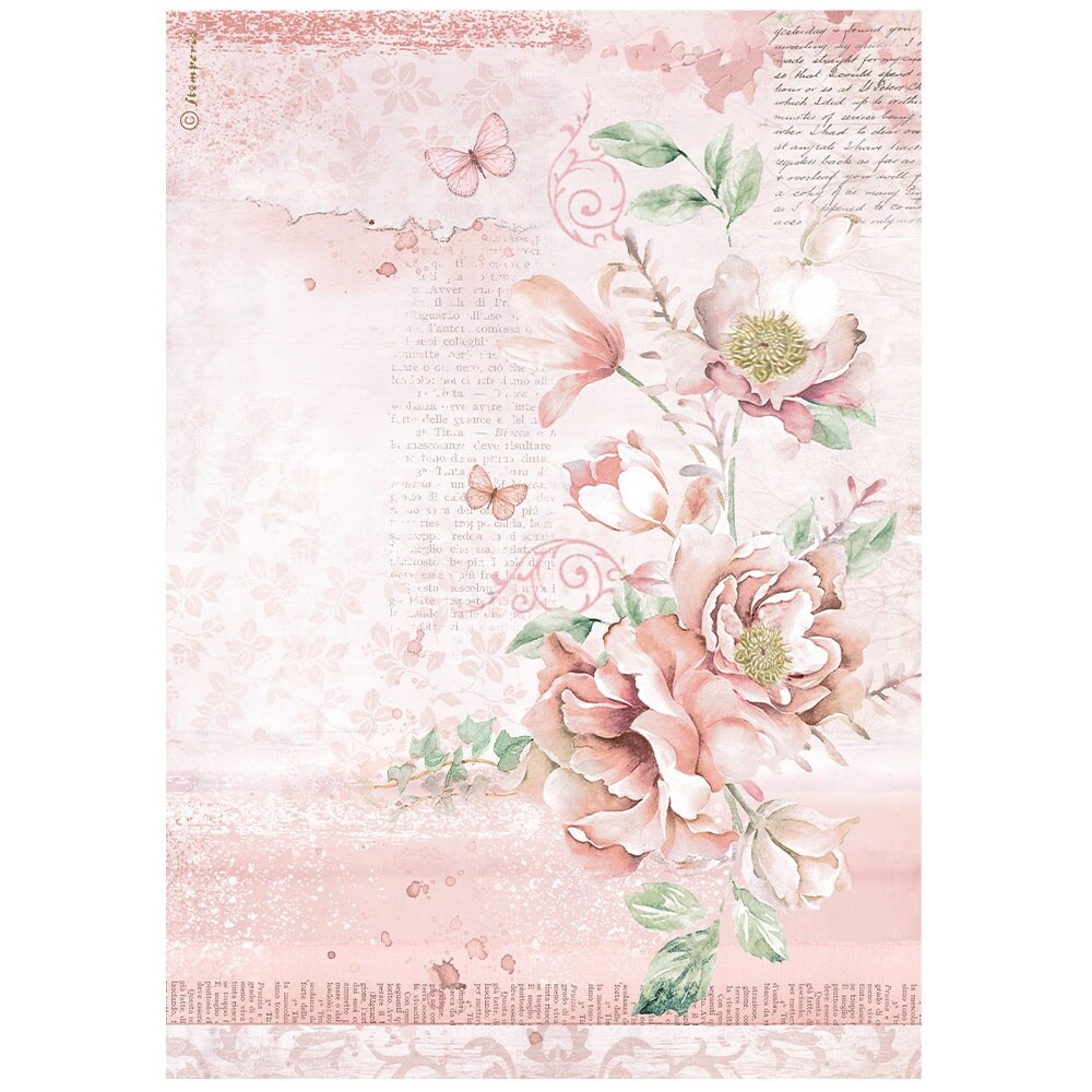 Stamperia Rice Paper Sheet A4-Roseland Flowers