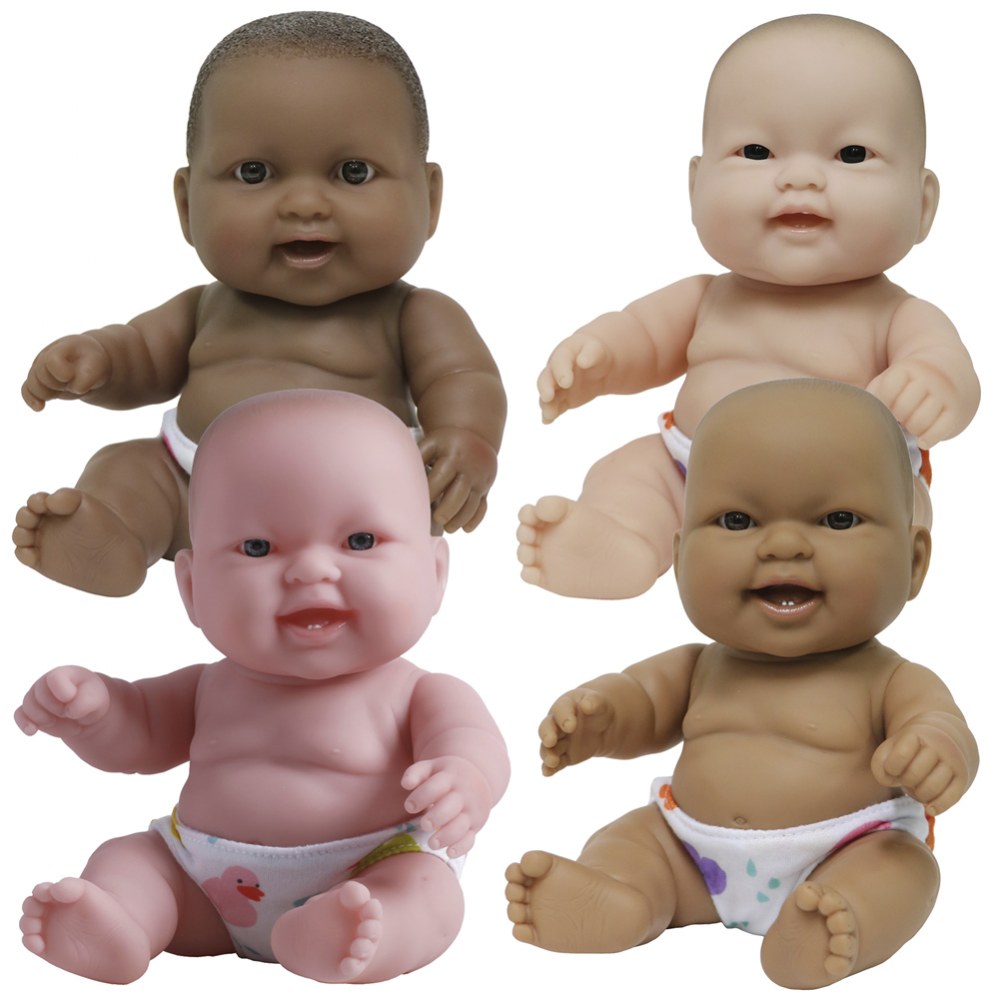 JC Toys 10&#x22; Lots to Love Babies with Different Skin Tones - Set of 4