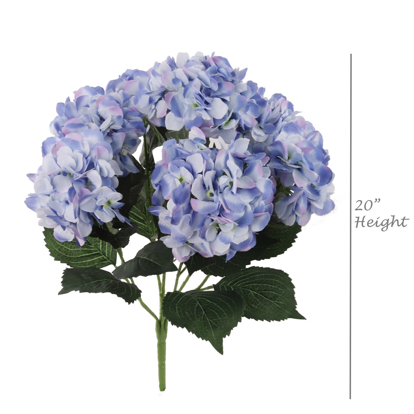 2-Pack: Blue Hydrangea Bush, 20-Inch, 7 Silk Blooms, Garden Decor, Floral Bush , Floral Home by Artificial Flowers