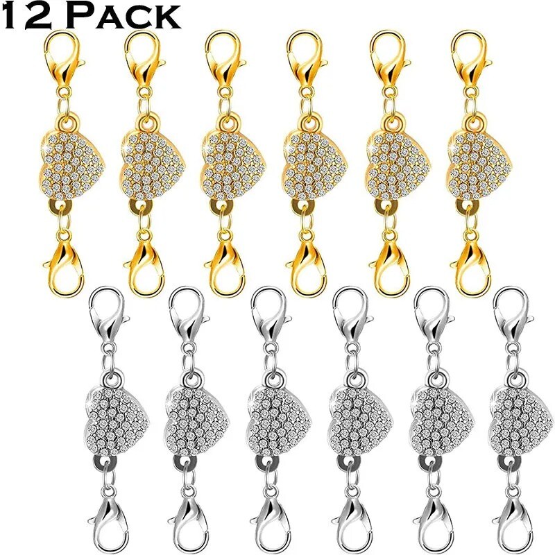 Pack of 12 Gold and Silver Color Magnetic Lobster Clasps for Jewelry