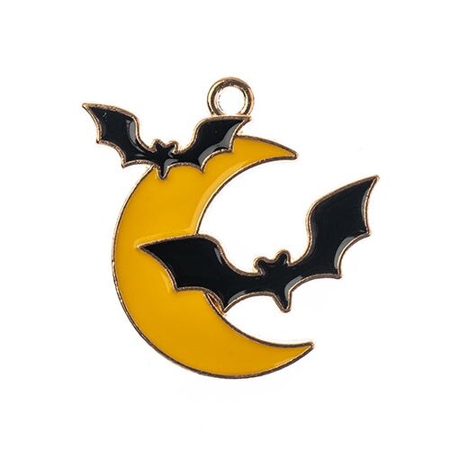 Sweet &#x26; Petite Halloween Charms, 25mm Bats and Moon, 6pcs
